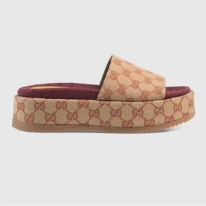 Gucci Canvas Platform Monogram Slide